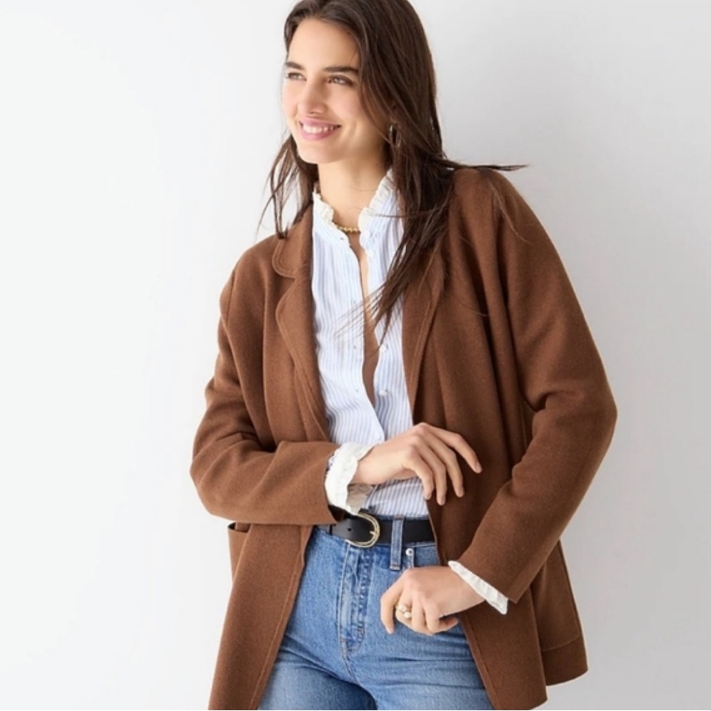 J. Crew Eloise Sweater Blazer in Brown Women's Small  Style BA552
